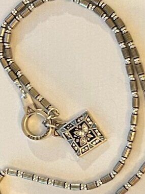 Air & Anchor Lotus Flower Necklace Blue Crystal Pendant Silver Tone Minimalist